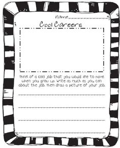 a black and white striped paper with the words cool careers written on it in cursive writing