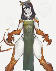 an image of a woman with horns on her head and arms, standing in front of a