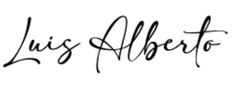 the word luis albero written in cursive writing