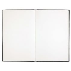 an open book with white pages and black trim