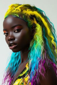 hair dye ideas, hair ideas, hairstyle ideas, haircut ideas, brown hair, Beachy Waves,Messy Bun,High Ponytail,Faux Hawk,Bubble Ponytail,Dutch Braid,Side Swept Curls,Sleek Low Bun,Space Buns,Half Up Half Down,Classic French Twist,Box Braids, Eccentric Hair Colors, Vibrant Hairstyles, Unconventional Hair, Bold Hairstyles, Exotic Hair, Eccentric Hair, Black Rainbow Hair, Rainbow Black Hair, Futuristic Curly Hairstyles