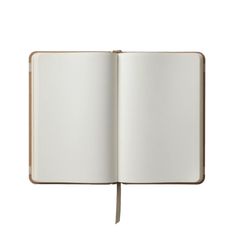 an open notebook with a pencil sticking out of the cover and blank pages on top