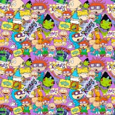 an image of cartoon characters on a purple background
