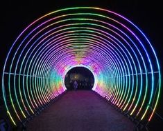 a tunnel that has lights all over it