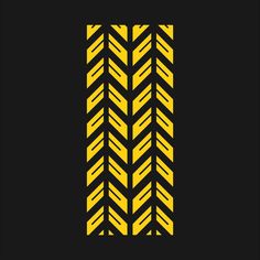 a yellow tire tread pattern on a black background