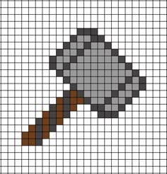 A simple pixel art template of Thor's hammer without the silver bit at the end. It's called a Mjollnir.