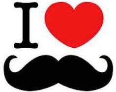 i love moustaches with a mustache and heart in the middle, on a white background