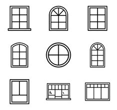 six different types of windows with the number one in each window and four on each side