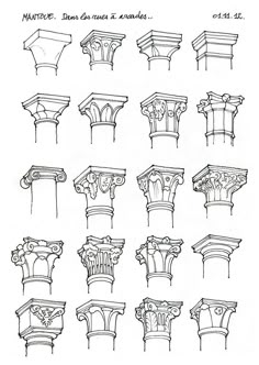 various architectural styles and designs from the 19th century, including corbels and balconies