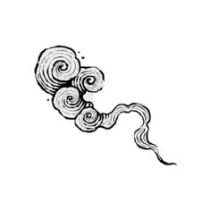 a black and white drawing of some sort of swirly thing on the side of a wall