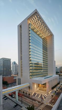 an office building in the middle of a city