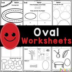 oval worksheets with the words oval in red and black