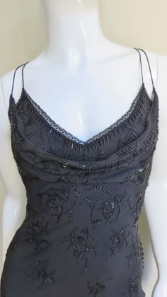 Dior Slip Dress, Beaded Slip Dress, Christian Dior Slip Dress, Vintage Dior Slip Dress, Dior Beaded Dress, Vintage Christian Dior Cami, 90s Beaded Dress, 90s Beaded Prom Dress, Galliano Slip Dress