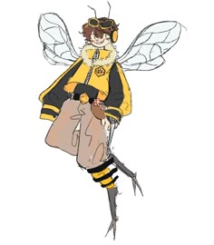 a drawing of a woman dressed as a bee