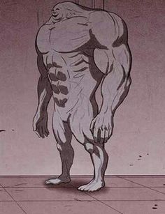 a drawing of a man standing in front of a mirror with his hands on his hips