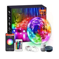 the kit includes an array of colorful lights and remote controls