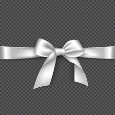 white ribbon with a bow on transparent background