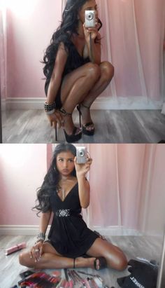 @bunnyprincessa ᰔᩚ 2000s Heels Outfit, Primadonna Outfit, Bimbocore Outfits Black, Black Bimbocore Outfits, Mcbling Black, 2000s Video Vixen Outfits Aesthetic, Black Gyaru Outfit, Mcbling Outfits Black, 2000s Video Vixen Photoshoot