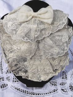Antique Victorian Cream/Ecru Lace 4 Tier Jabot With Bow White Lace Victorian Accessory, Victorian Jabot, Lace Jabot, White Lace Jabot, Antique Lace Scarf With Ruffles, Victorian Jabot Collar, Vintage Victorian Jabot, Victorian Lace Jabot, Antique Lace Jabot
