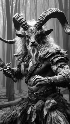 an image of a horned man in the woods