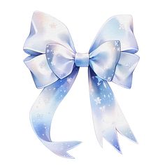 a blue and white bow with snowflakes on it's side, isolated against a white background