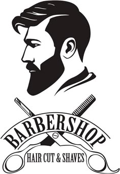 a barber shop logo with a man's face