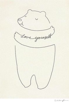 a drawing of a bear with a scarf around its neck