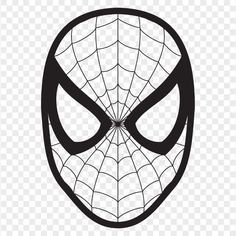 a spiderman mask with black and white lines on it