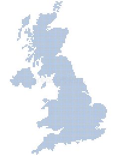 an abstract map of the united kingdom in blue dots on white background royalty image stock illustration