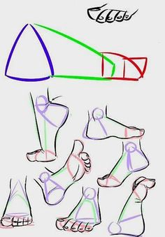 a drawing of feet with different colors and shapes