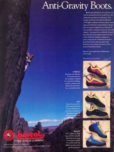 an advertisement for men's athletic shoes on the side of a mountain
