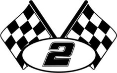two checkered flags with the number 2 on it in front of a black and white background