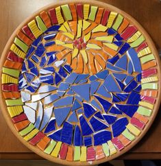 a plate that is made out of broken glass