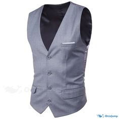OrcaJump - Chaleco casual sin mangas de moda en color chaleco Cheap Fitted Gray Vest, Westcott For Men, Cheap Classic Single Breasted Vest, Formal Gray Vest, Classic Gray Formal Vest, Cheap Fitted Vest For Semi-formal Occasions, Cheap Formal Men's Vest, Cheap Men's Formal Vest, Cheap Fitted Men's Vest