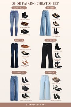 Struggling to figure out which shoes actually work with the jeans you already own? This cheat sheet breaks down what to wear with skinny, straight leg, bootcut, and more., with tips straight from a wardrobe stylist. Because you don’t need more denim. You need better strategy.

Want to build a wardrobe that feels more like you?

Download this FREE Signature Style guide ⬇️ Shoes With Bootcut Jeans, Dress And Shoes Guide, What Shoes To Wear With Jeans, Jeans And Shoes Guide, Jeans Guide, Fashion Guide Cheat Sheets, Jean Shoe Guide, Shoes And Pants Guide, Shoes To Wear With Bootcut Jeans