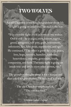 two wolfs poem written in black and white