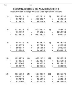 the worksheet for addition numbers sheet 3 is shown in black and white, which includes