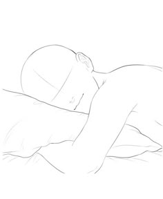 a drawing of a man sleeping with his head resting on his arm and eyes closed