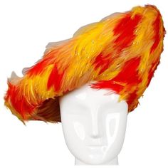 Preowned Rare Unworn Vintage Jack Mcconnell Yellow + Orange Feather... ($325) ❤ liked on Polyvore featuring accessories, hats, yellow, rhinestone hats, vintage hats, vintage feather hat, feather hat and orange hat French Hats, Italian Hat, British Hats, Lipstick For Dark Skin, Hat Stores, Louis Vuitton Trunk, Orange Hats, Feather Hat, Floral Spray