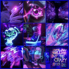the collage shows neon lights and graffiti