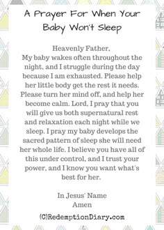 a prayer for when your baby won't sleep with an image of houses in the background