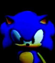an image of a blue sonic the hedgehog with orange eyes and yellow nose ring