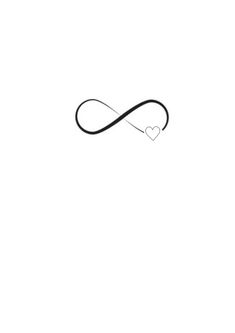 a black and white photo of an infinite love symbol with a heart on it's side