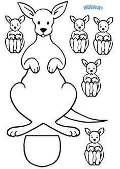 the kangaroo and its babies coloring page
