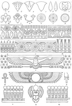 an image of egyptian symbols and their meanings in black ink on white paper, with the words