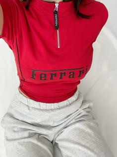 Grand Prix outfit inspiration #f1 #formula1 #ferrariclassiccars #vintageferrari #monacogp #spanishgp vintage ferrari f1 f1 outfit ferrari outift Ferrari Shirt Outfit, Ferrari Outfit Women, Ferrari Shirt Aesthetic, Ferrari Outfit, Ferrari Crop Top, Ferrari Shirt Women, Ferrari Baby Tee, Ferrari Top, Vintage Ferrari Top