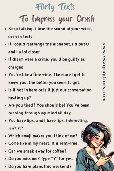How To Impress Your Crush Over Text, What To Text A Girl, What To Say To A Girl Over Text, Impress Crush, Flirt With Crush, How Impress Your Crush, Cute Things To Say To A Girl Over Text, Impress Your Crush, How To Impress Your Crush