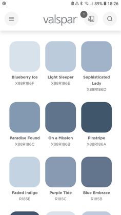 the color scheme for valspar is shown in blue and gray, with different shades to choose