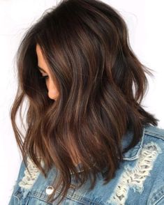 Mid Length Thick Brown Hair, Chocolate Mid Length Hair, Chocolate Brown Hair Mid Length, Mid Length Hair Dark Brown, Brunette Fall Hair 2023 Shoulder Length, Dark Brown Mid Length Hair, Chocolate Brown Hair Collar Bone Length, Midlength Brunette Haircut, Brunette Lob With Babylights