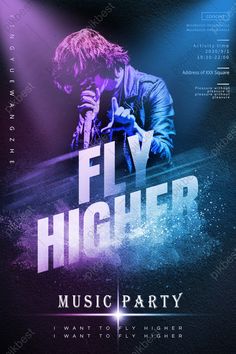 a flyer for a concert featuring a man on stage